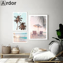 Nordic Beach Surfing Coconut Tree Poster Art Print Modern Home Decor by Axyaa