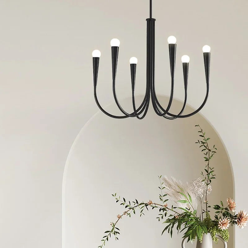 Axyaa French Style Black Pendant Light Luxury Led Chandelier for Living Room