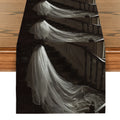 Axyaa Halloween Ghost House Table Runner - Indoor Outdoor Home Dining Decoration