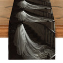 Axyaa Halloween Ghost House Table Runner - Indoor Outdoor Home Dining Decoration