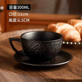 Axyaa Frosted Stone Ceramic Latte Flower Cup - Retro Luxury Black & White Mug