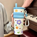 Axyaa Stainless Steel Thermal Water Bottle with Straw and Insulation