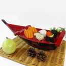 Axya Sushi Sashimi Boat Tray - Black Red Salmon Plate Server