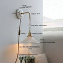 Axyaa Modern Nordic LED Stair Lamp with Pull Switch - Cream Wall Light for Bedroom