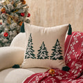 Axyaa Christmas Tree Embroidered Throw Pillowcase for Holiday Living Room Decor