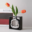 Silver Ceramic Vase Frame for Home Decor by Axyaa