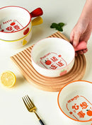Axyaa Ceramic Handle Bowl, Underglaze Color, Oven-Safe Rice, Noodle, Salad Bowl