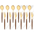 Axyaa Brown Gold Stainless Steel Tea Fork Spoon Set of 12 Kitchen Accessories