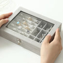 Axyaa Velvet Jewelry Box Organizer with Lock - Jewelry Display Storage Case
