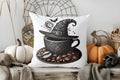 Axyaa Halloween Witch Coffee Pillow Cover for Cozy Home Decor