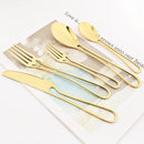 Gold Cutlery Set Stainless Steel Dinnerware Axyaa Tableware Party Kitchen Flatware