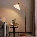 Axyaa Modern Nordic Vintage Floor Lamp American Style Metal Walnut Wood Gold Standing Lamp