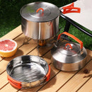 Axyaa Stainless Steel Cookware: Foldable Handle Frying Pan/Soup Pot for Camping & Picnics