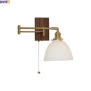 Axyaa Modern LED Wall Lights Walnut Ceramic Nordic Bedside Lamp