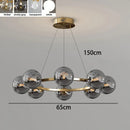 Axyaa Nordic Ring Chandelier Smoky Gray Bubble Ball Lamp for Living Room