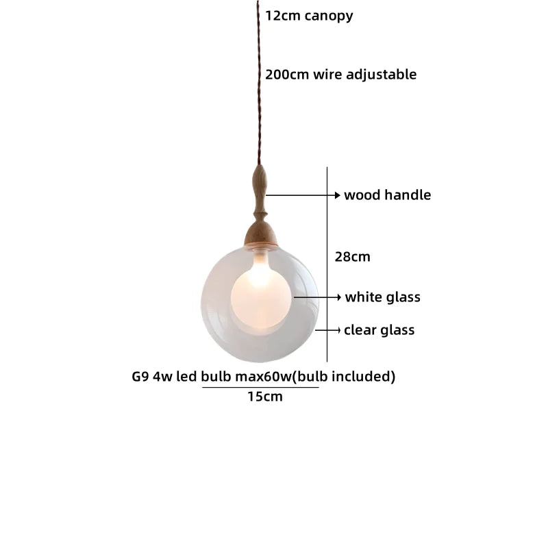 Axyaa White Glass Pendant Light for Bedroom Living Dining Room Chandelier LED Hang Lamp