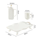 Axya Nordic Gold Ceramic Coffee Set with Tray and Tea Set Pot