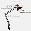 Axyaa Foldable LED Desk Lamp with Clamp, Telescopic Swing Arm for Reading and Study