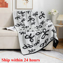 Axyaa Deer Plush Knitted Bow Blanket - Multi-purpose Sofa & Air Conditioner Blanket