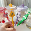 Axyaa Summer Lemon Cold Brew Plastic Straw Cup: Cute Large Capacity Drinking Water Cup