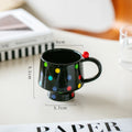 Axyaa Polka Dot Ceramic Coffee Mug - Red Beaded Design