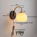 Axyaa Modern Nordic Glass Shade Wood Wall Light Switch Luxury Round Glass