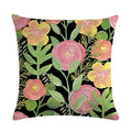 Axyaa Rose Flower Pillow Cover - Green Plant Oil Painting Cushion, Home Decor Case