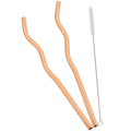 Axyaa Stainless Steel Wave Straws Set for Drinks and Cocktails