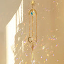Axyaa Crystal Butterfly Moon Prism Suncatcher - Outdoor Rainbow Maker Fairy Garden Decor