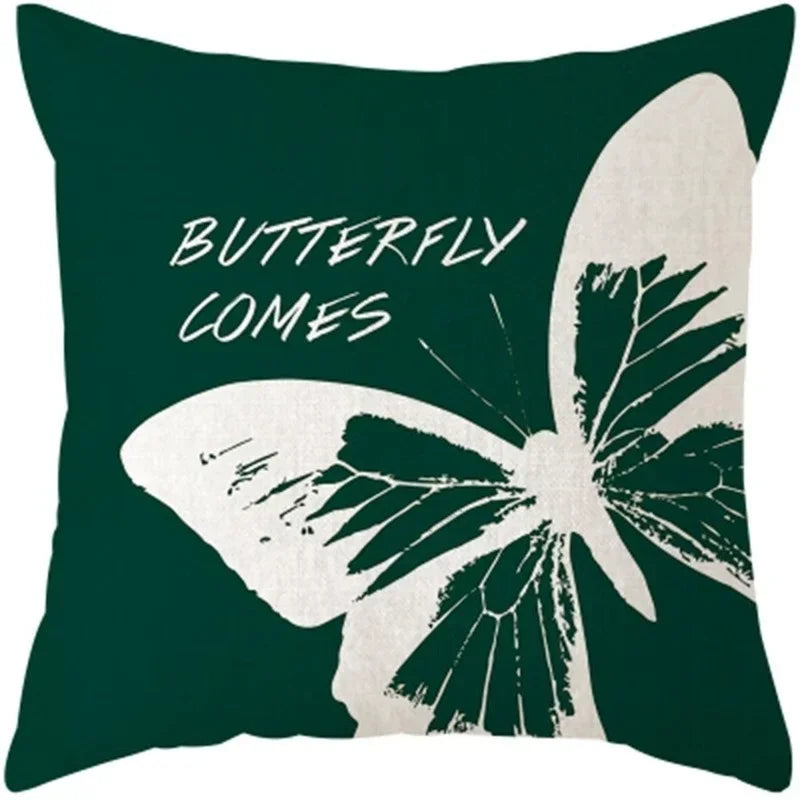 Axyaa Plants Print Linen Cushion Cover for Stylish Home Decor 45*45cm