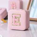 Axyaa Sequin Letter Jewelry Box with Mirror - Cute Portable Organizer Gift