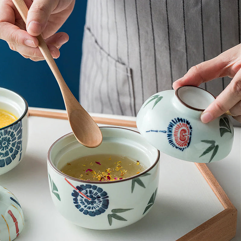 Axya Ceramic Cover Bowl Eat Soup Pot Chicken Stew Cup Tableware