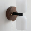 Axyaa Nordic LED Wall Lamp Sconce White Glass Walnut Wood Modern Simple Bathroom Mirror Stair Light