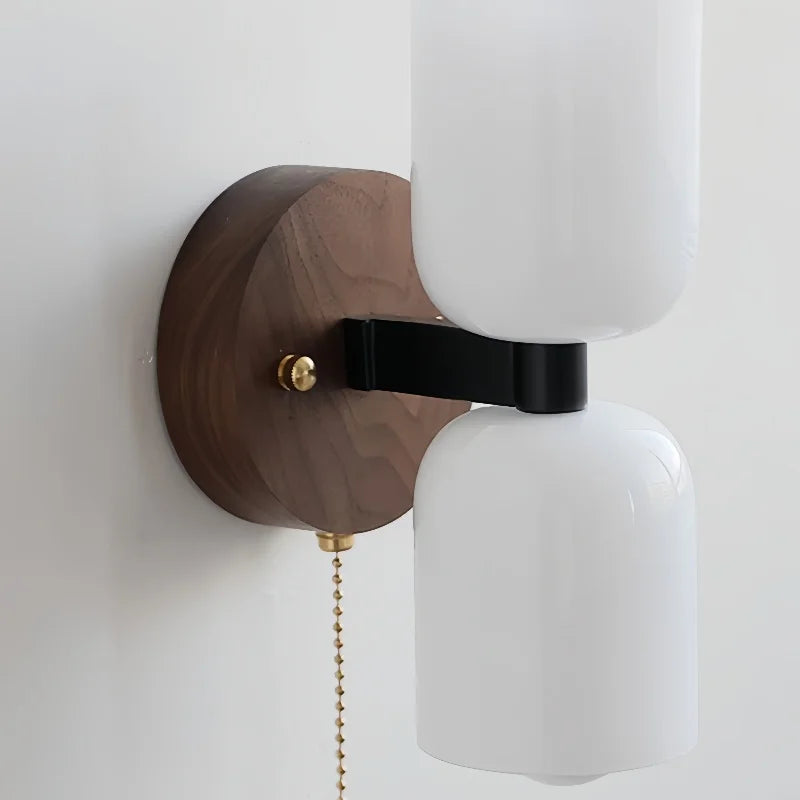 Axyaa Nordic LED Wall Sconce Glass Walnut Wood Modern Bathroom Mirror Stair Light