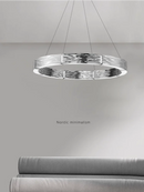 Axyaa Chrome Round Water Ripple Chandelier: Modern Luxury Living Room Statement Piece