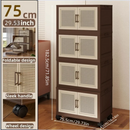 Axyaa 75cm Foldable Storage Cabinet with Wheels - Space-Saving Wardrobe & Home Organizer