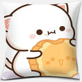 Peach Cat Pattern Decorative Pillowcase by Axyaa - Home Office Square Cover