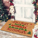 Axyaa Christmas Decoration Door Mat with "The Happiest Hole" Design