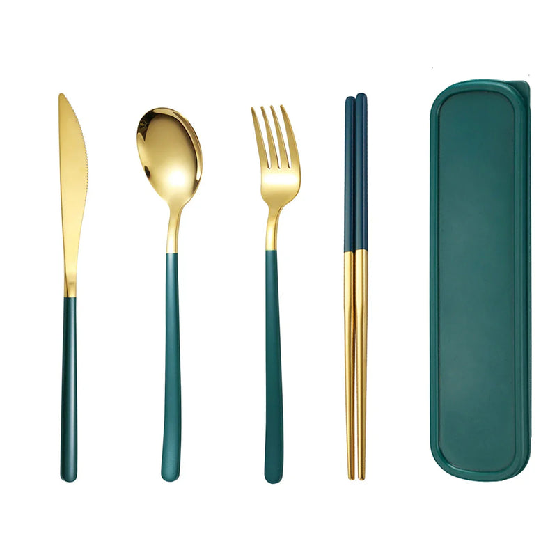 Axyaa Stainless Steel Tableware Set for Students on the Go