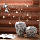 Axyaa Blue Lotus Ceramic Vase for Dry Flowers - Home Decor and Hydroponic Display