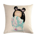 Axyaa Geisha Kimono Linen Pillow Cover for Home and Car Decoration