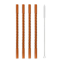 Axyaa Glass Straws Set of 4 - Eco-Friendly Reusable Cocktail Smoothie Accessories