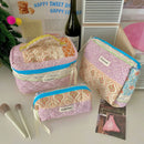 Axyaa Floral Cosmetic Bag Set - 3pcs Portable Toiletry Organizer for Women
