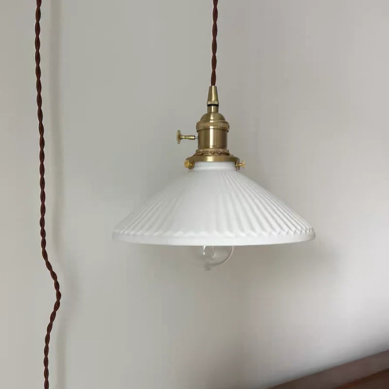 Axyaa Ceramic Copper LED Wall Lights Pull Chain Switch Nordic Bedside Lamp