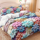 Axyaa Vibrant Floral Print Duvet Cover Set - All-Season Polyester Home Decor