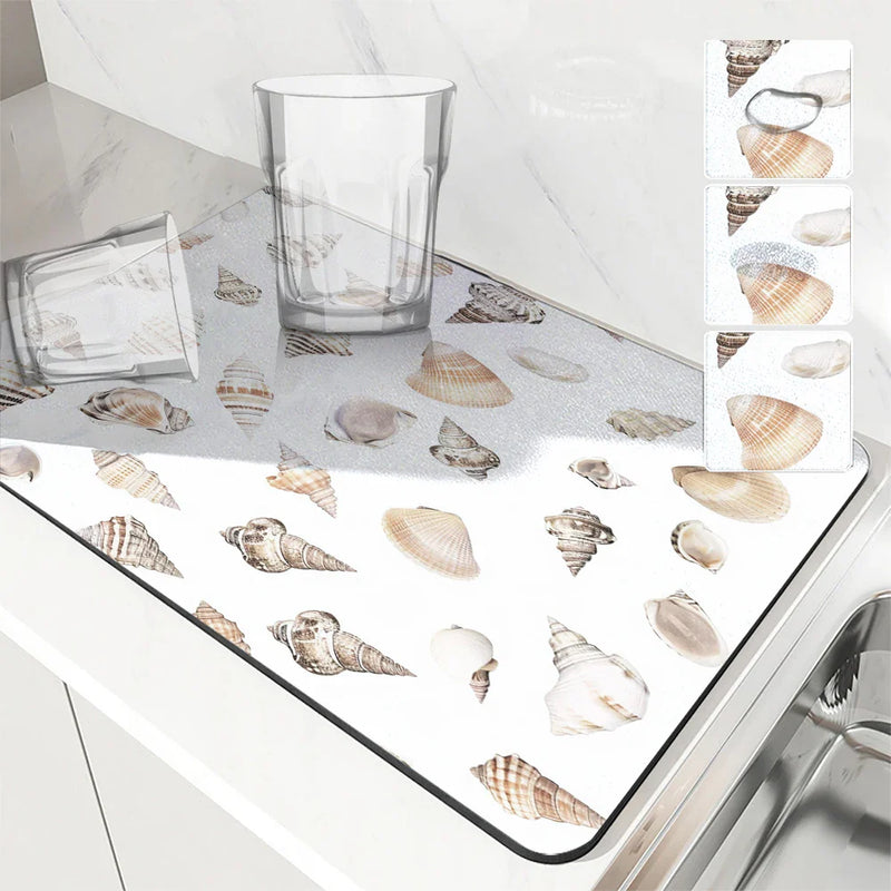 Axyaa Sea Shell Pearl Coffee Mat: Quick Dry Kitchen Drying Mat
