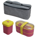 Axyaa Double Layer Lunch Box with Fork and Spoon - Microwave Safe Bento Box for Healthy Meals