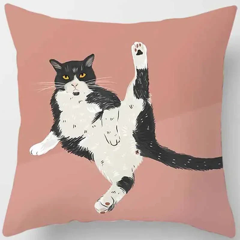 Axyaa Cat Print Square Pillowcase for Home Décor and Car Sofa, 45cm*45cm