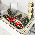 Axyaa Coffee Mat: Christmas Absorbent Draining Mat with Rubber Backing