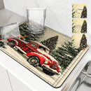 Axyaa Coffee Mat: Christmas Absorbent Draining Mat with Rubber Backing